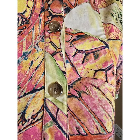 Yansi Fugel floral long sleeve button-up lightweight jacket Women's size medium - Picture 3 of 10